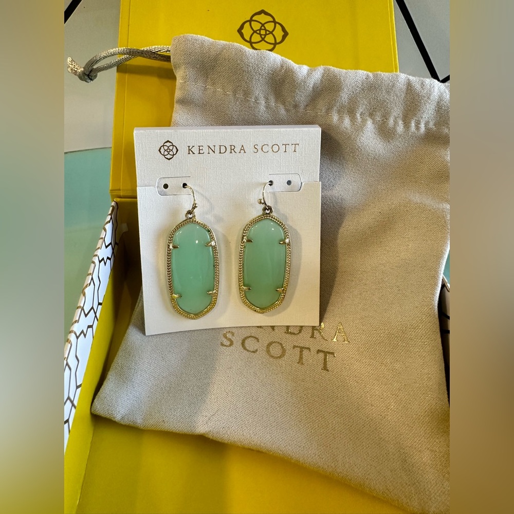 Kendra Scott Elle Drop Earrings Gold/Mint